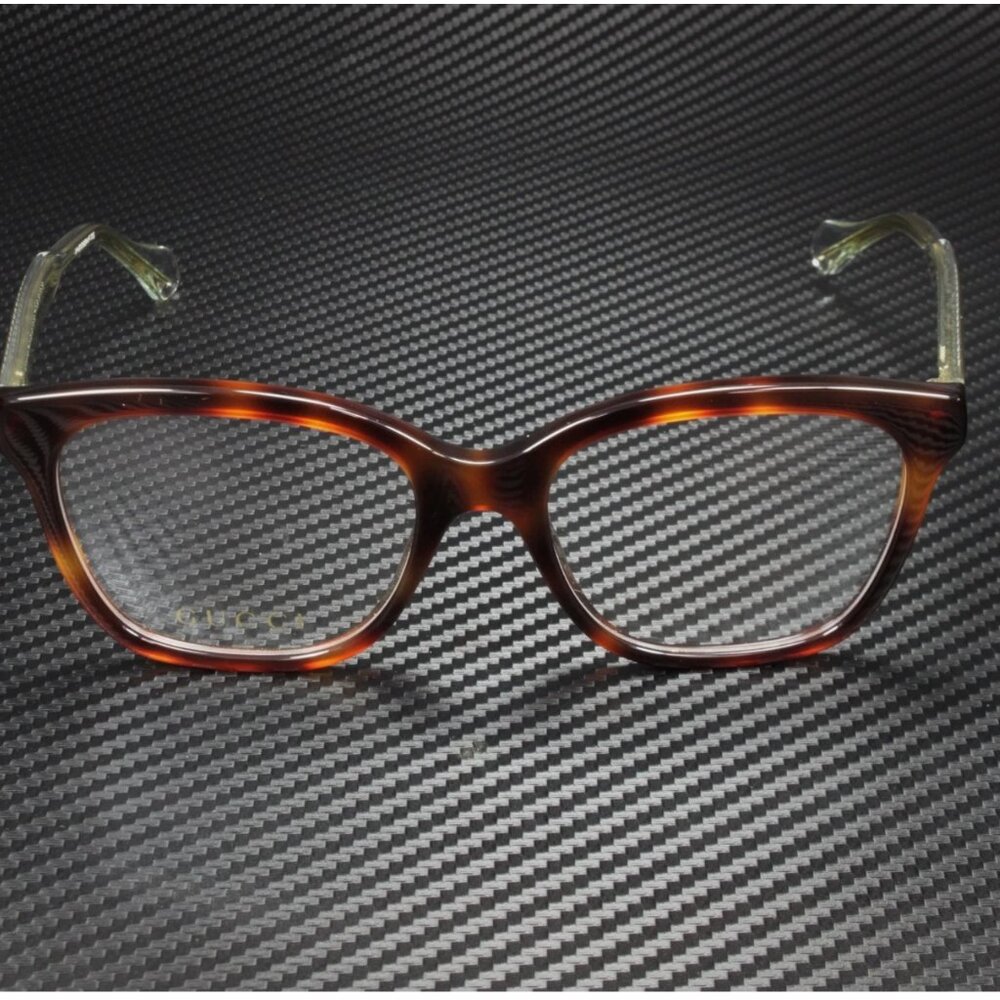 GUCCI Square Havana White Crystal Demo Lens 52 mm Women's Eyeglasses - Picture 2 of 5